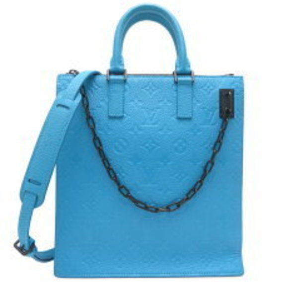 Louis Vuitton Sac Plat Messenger Tote Bag Leather Turquoise Blue - Picture 1 of 9